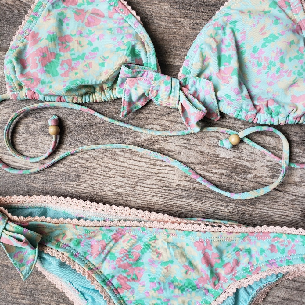 Tracy Feith Target Floral Crochet Bow Bikini